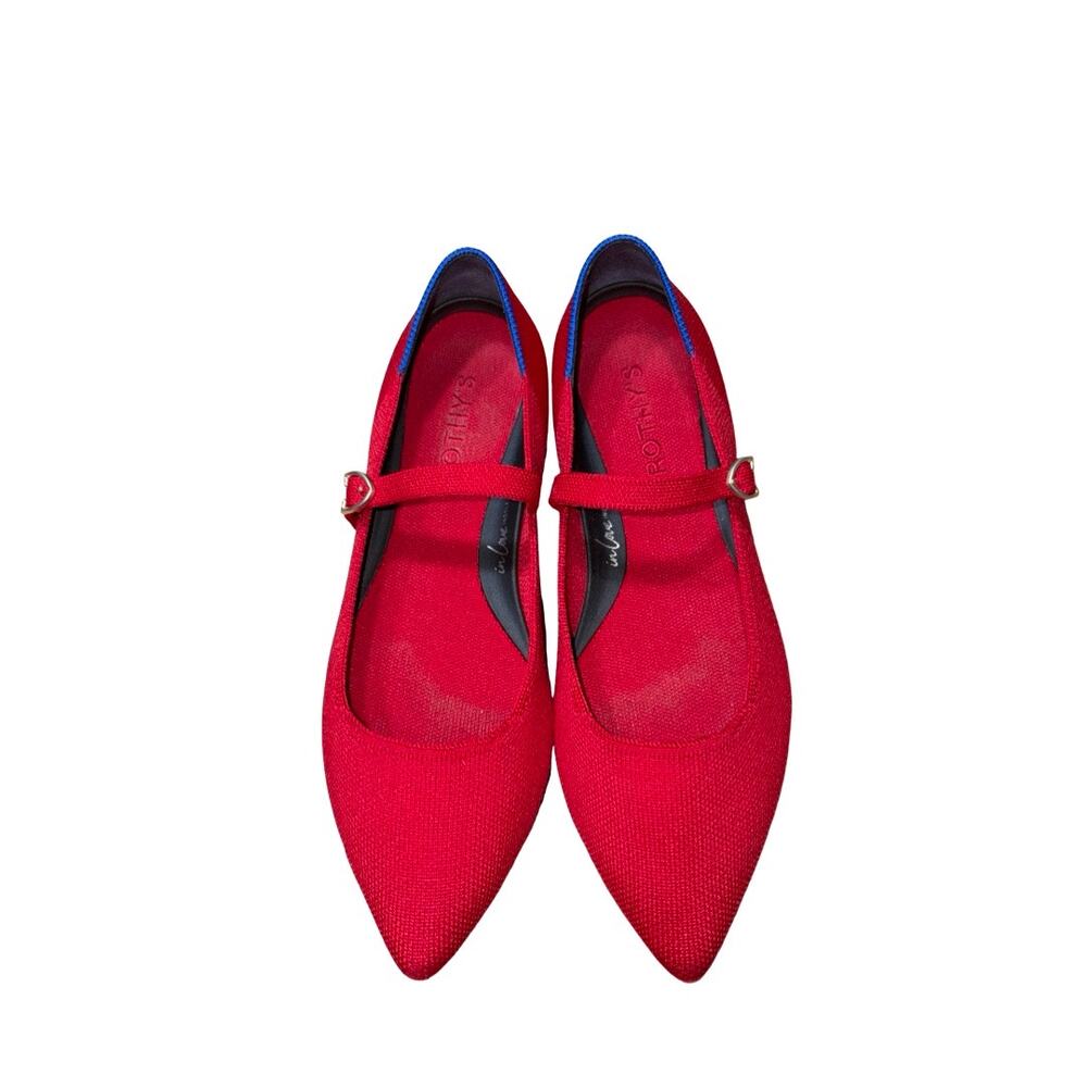 ROTHY'S In Love Insole Red Knit Point Toe Mary Jane Flats Size: 8